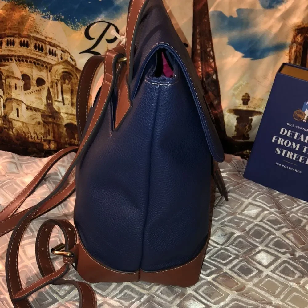 St. John’s Bay Faux Leather Navy Brown Westbrook Backpack Purse